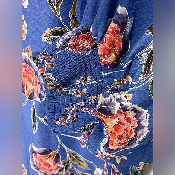 Johnny Was Jade Raine Button Front Blouse Boho Floral 100% Silk Size Small - Picture 6 of 9